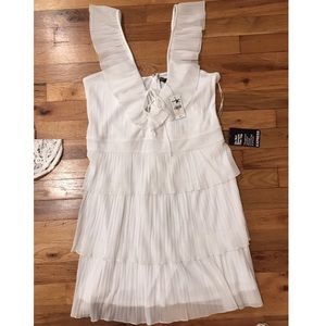 Brand New White Ruffle Express Dress